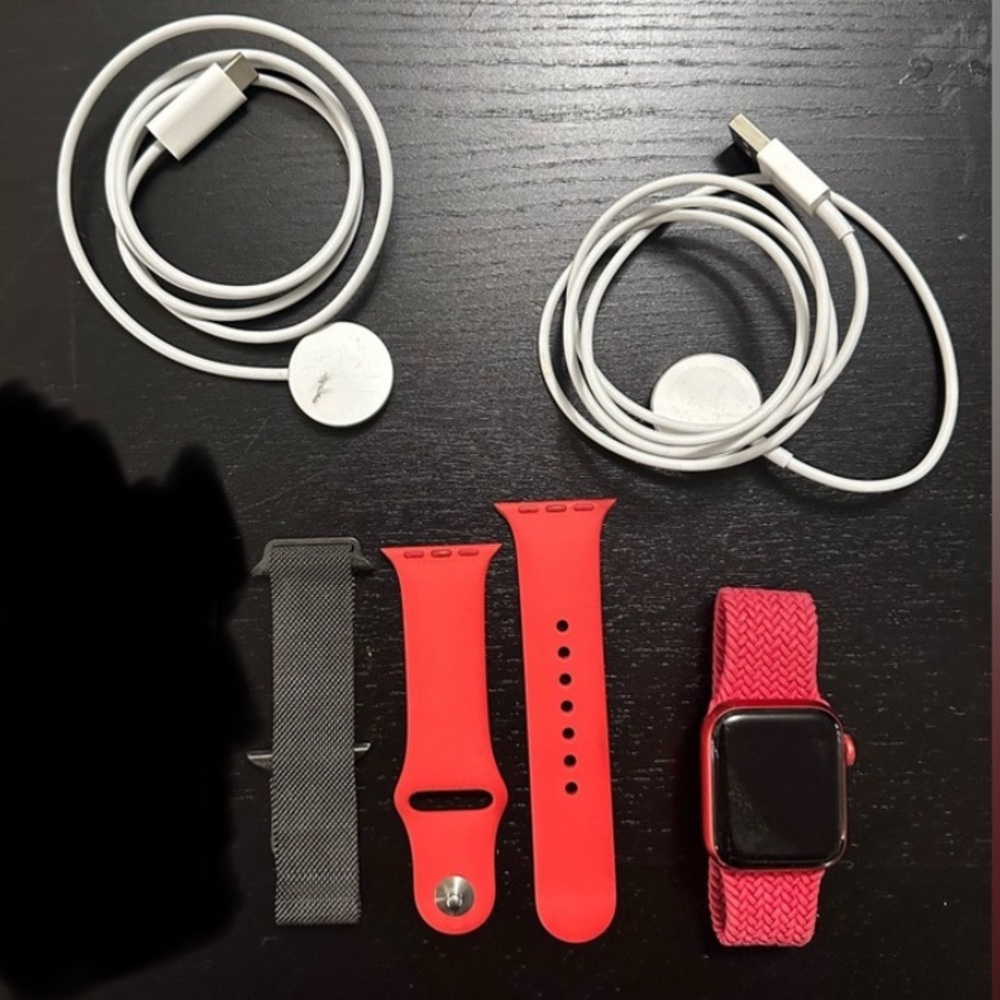 Apple Watch Series 6 Product RED, USB Charger, USB-C Charger, 3 Sets of Bands